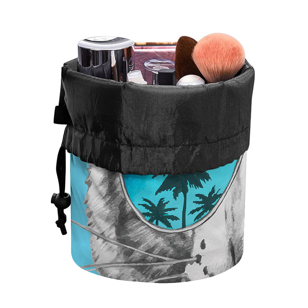 White Tiger With Sunglasses Print Drawstring Makeup Bag