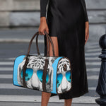 White Tiger With Sunglasses Print Duffle Bag