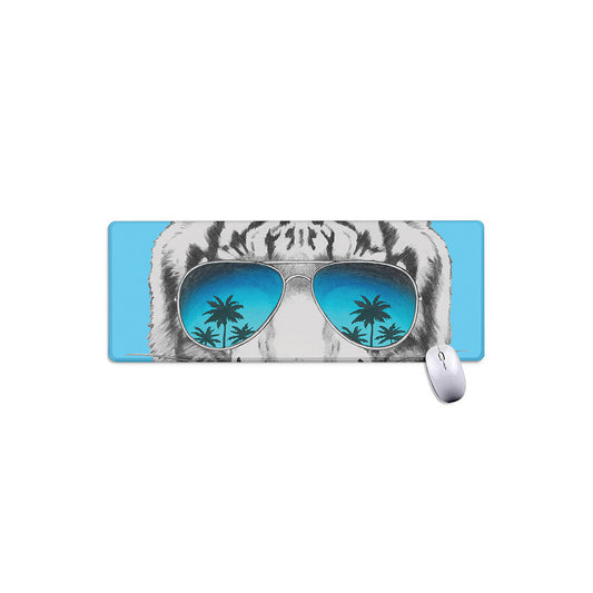 White Tiger With Sunglasses Print Extended Mouse Pad