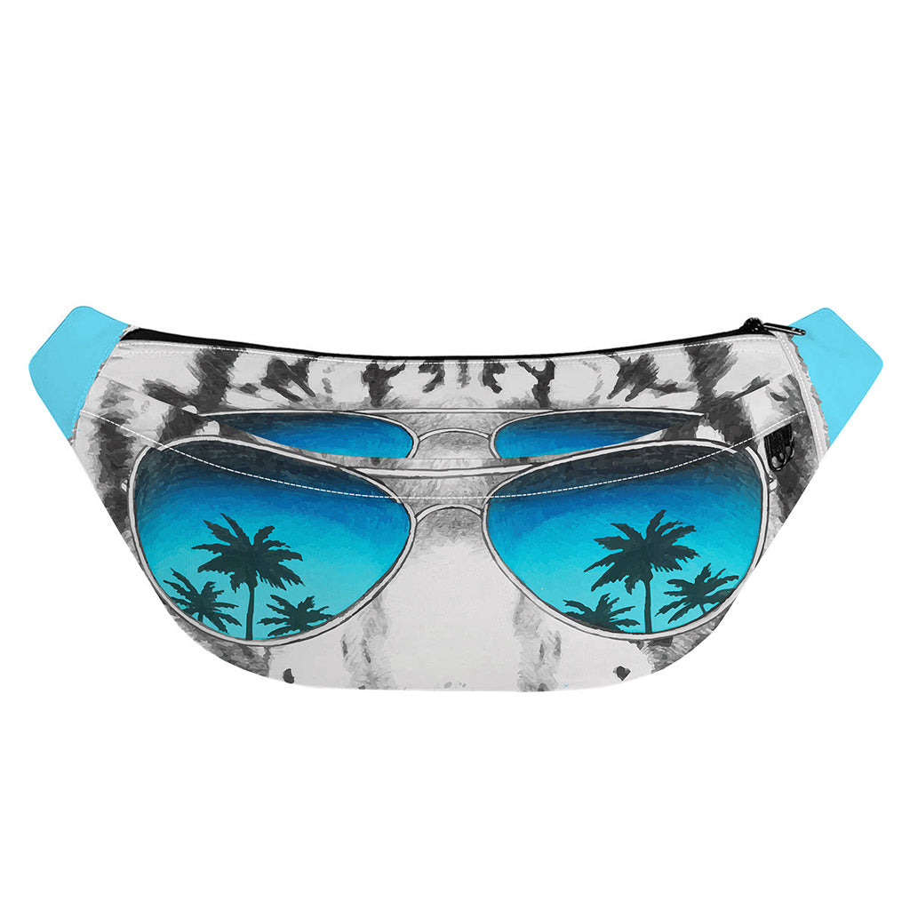 White Tiger With Sunglasses Print Fanny Pack