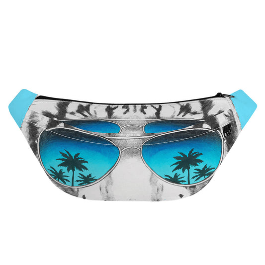 White Tiger With Sunglasses Print Fanny Pack