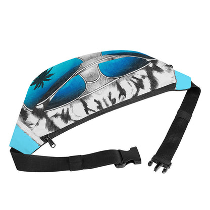 White Tiger With Sunglasses Print Fanny Pack