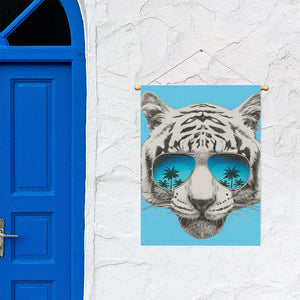 White Tiger With Sunglasses Print Garden Flag