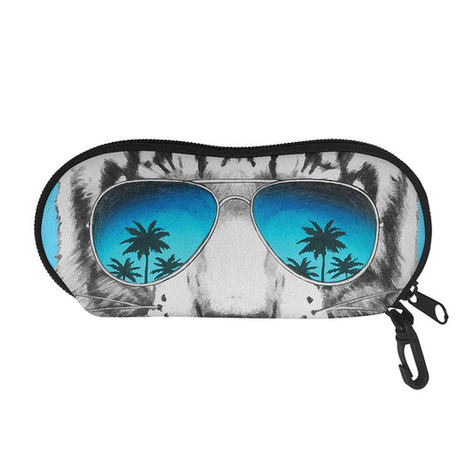 White Tiger With Sunglasses Print Glasses Case