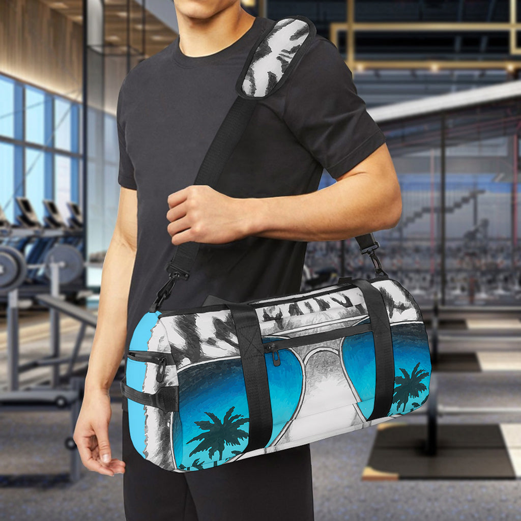 White Tiger With Sunglasses Print Gym Bag