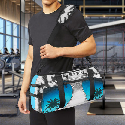 White Tiger With Sunglasses Print Gym Bag