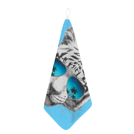 White Tiger With Sunglasses Print Hand Towel