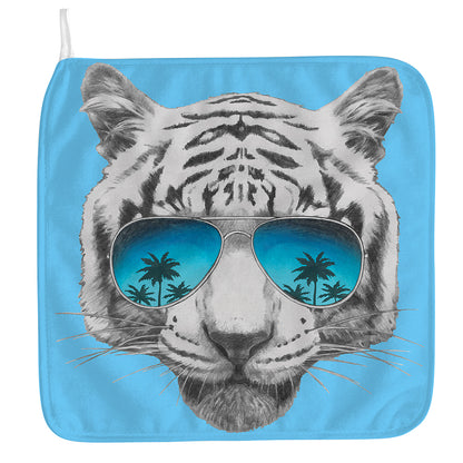 White Tiger With Sunglasses Print Hand Towel