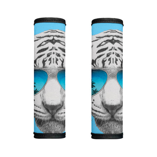 White Tiger With Sunglasses Print Handle Covers