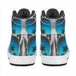 White Tiger With Sunglasses Print High Top Leather Sneakers