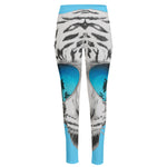 White Tiger With Sunglasses Print High-Waisted Pocket Leggings