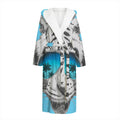 White Tiger With Sunglasses Print Hooded Bathrobe