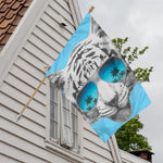 White Tiger With Sunglasses Print House Flag