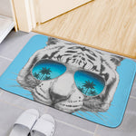 White Tiger With Sunglasses Print Indoor Door Mat