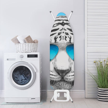 White Tiger With Sunglasses Print Ironing Board Cover