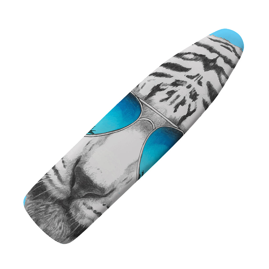 White Tiger With Sunglasses Print Ironing Board Cover