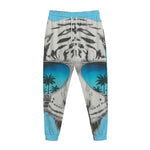 White Tiger With Sunglasses Print Jogger Pants