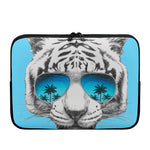 White Tiger With Sunglasses Print Laptop Sleeve