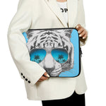 White Tiger With Sunglasses Print Laptop Sleeve