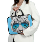 White Tiger With Sunglasses Print Laptop Sleeve With Handle