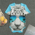White Tiger With Sunglasses Print Men's Bodysuit