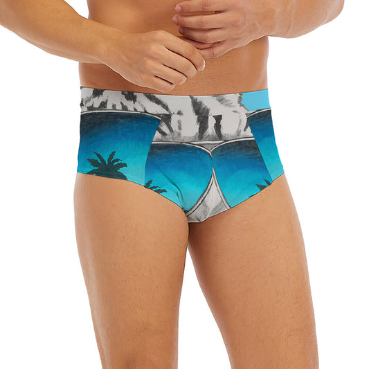 White Tiger With Sunglasses Print Men's Briefs