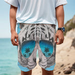 White Tiger With Sunglasses Print Men's Cargo Shorts