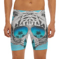 White Tiger With Sunglasses Print Men's Long Boxer Briefs