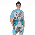 White Tiger With Sunglasses Print Men's Romper
