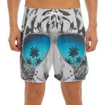 White Tiger With Sunglasses Print Men's Split Running Shorts