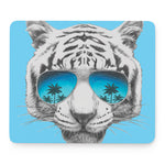 White Tiger With Sunglasses Print Mouse Pad