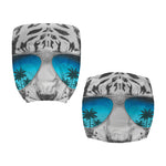 White Tiger With Sunglasses Print Office Chair Cover