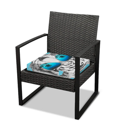 White Tiger With Sunglasses Print Outdoor Seat Cushion Cover