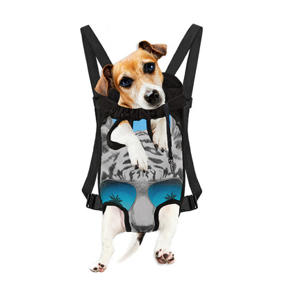 White Tiger With Sunglasses Print Pet Carrier Backpack