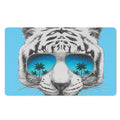 White Tiger With Sunglasses Print Polyester Doormat