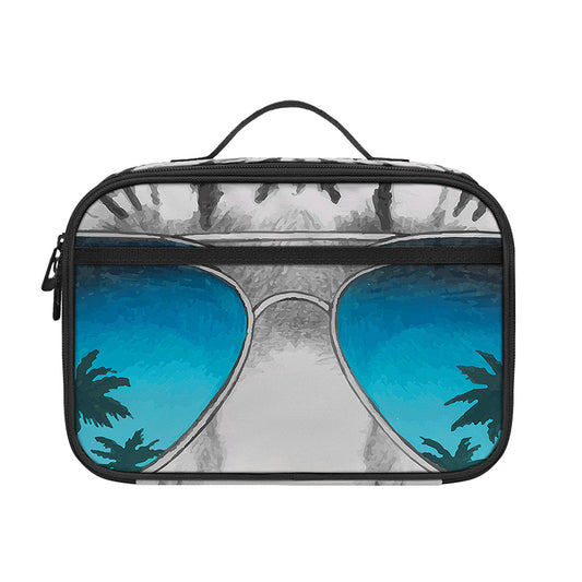 White Tiger With Sunglasses Print Portable Lunch Bag