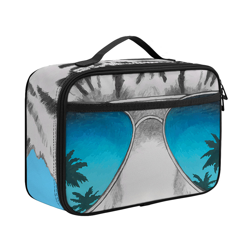 White Tiger With Sunglasses Print Portable Lunch Bag