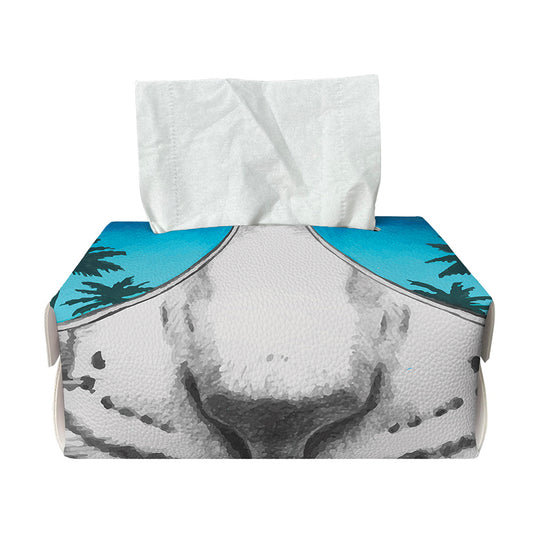 White Tiger With Sunglasses Print Rectangle Tissue Box Cover