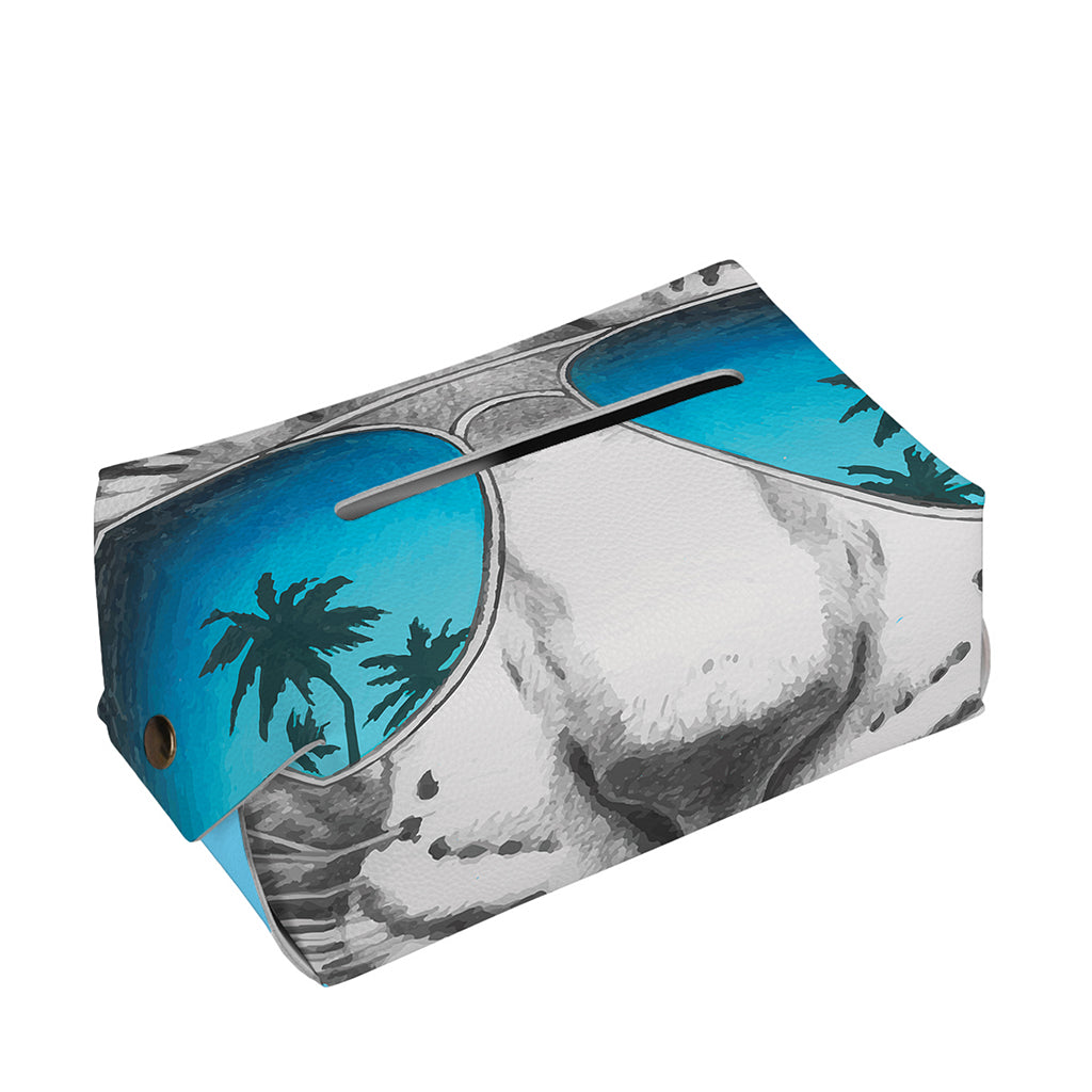 White Tiger With Sunglasses Print Rectangle Tissue Box Cover