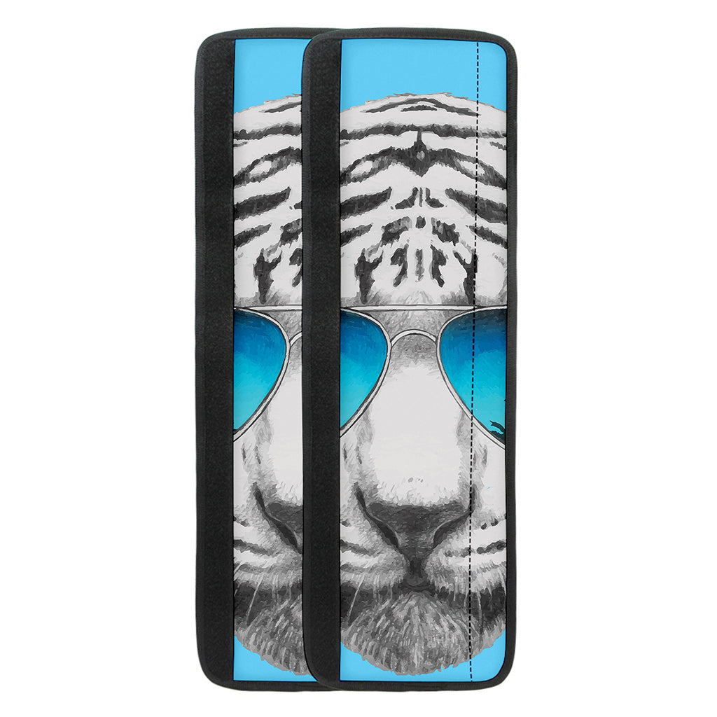 White Tiger With Sunglasses Print Refrigerator Handle Covers