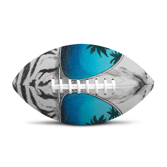 White Tiger With Sunglasses Print Rugby Ball