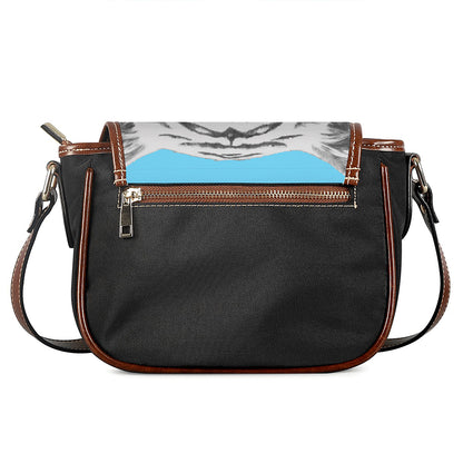 White Tiger With Sunglasses Print Saddle Bag