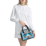 White Tiger With Sunglasses Print Shoulder Handbag