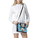 White Tiger With Sunglasses Print Shoulder Handbag
