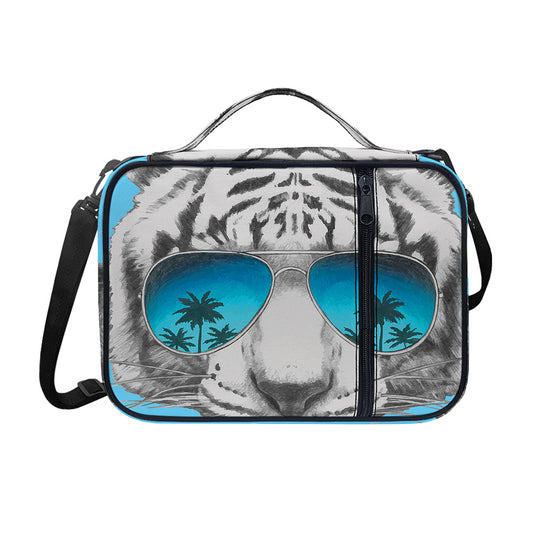 White Tiger With Sunglasses Print Shoulder Strap Bible Bag