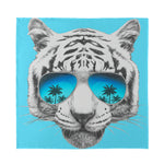 White Tiger With Sunglasses Print Silk Bandana