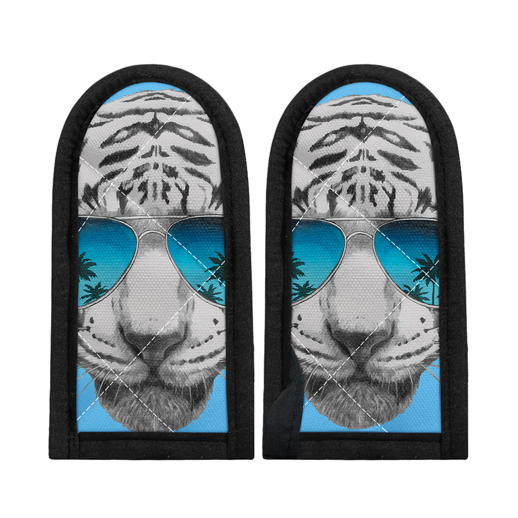 White Tiger With Sunglasses Print Skillet Handle Cover