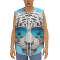 White Tiger With Sunglasses Print Sleeveless Baseball Jersey