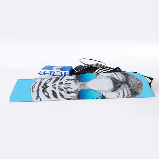White Tiger With Sunglasses Print Sports Towel