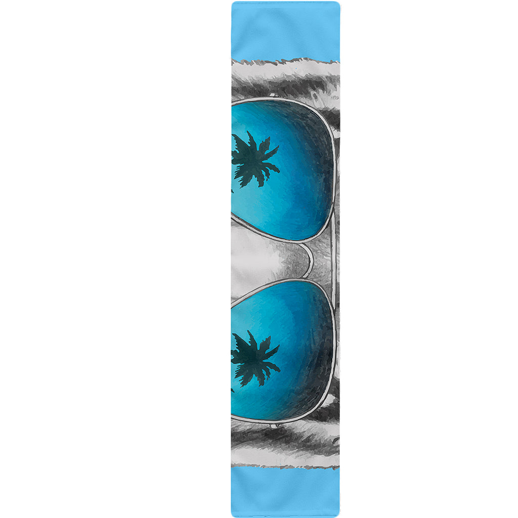 White Tiger With Sunglasses Print Table Runner